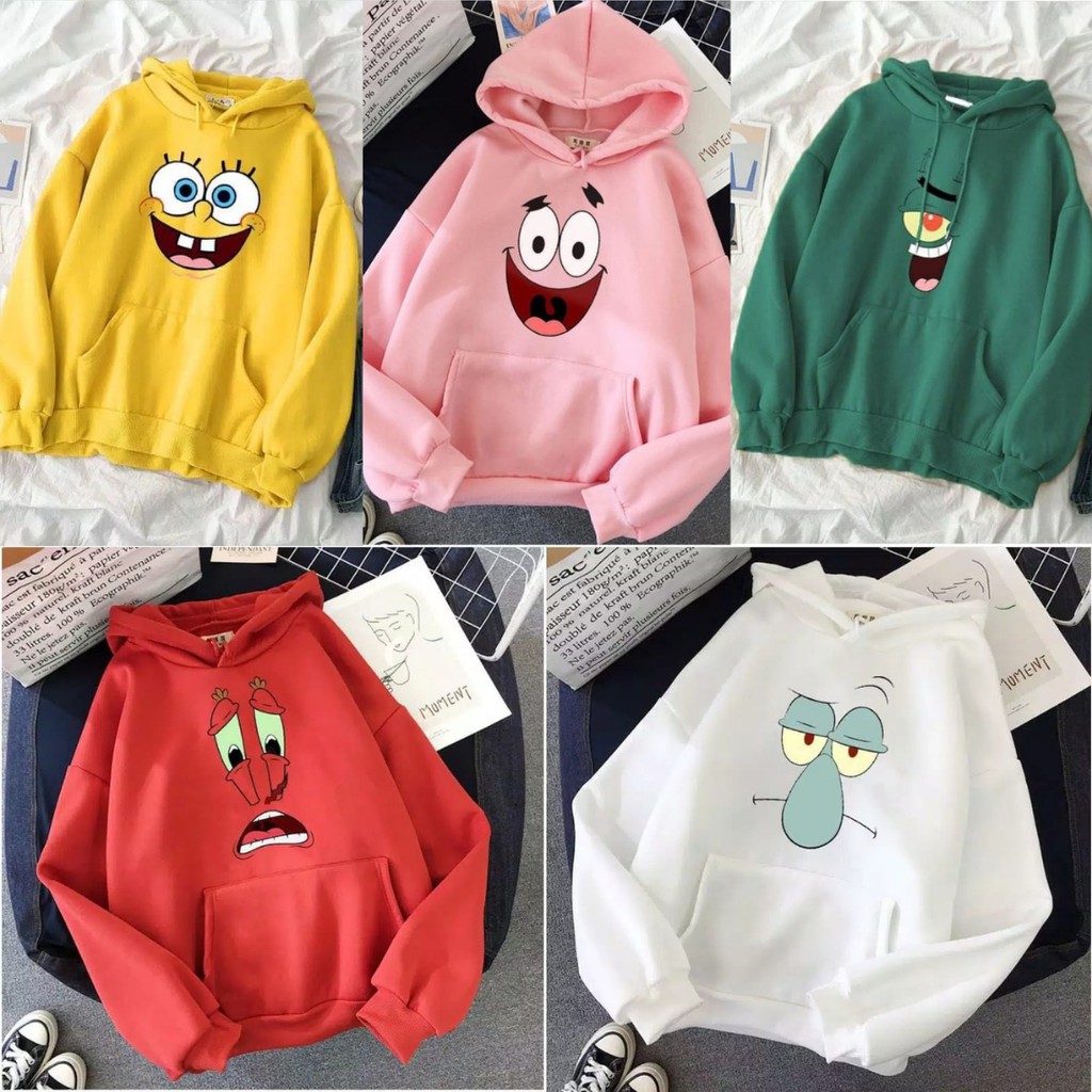 SPONGEBOB AND FRIENDS SWEATER HOODIE - SWEATER SPONGEBOB - SWEATER WANITA - SWEATER PRIA - HODIE