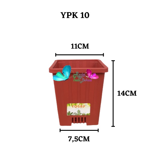 Pot Yogap kotak 10 Merah Bata