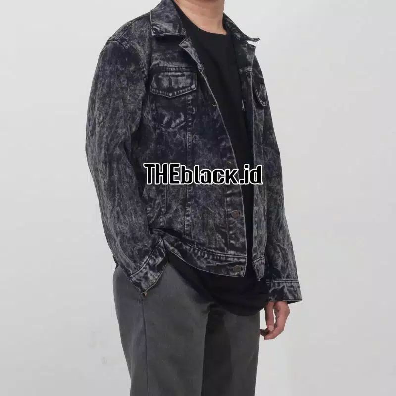 JAKET JEANS PRIA & JAKET PRIA & JAKET COWOK & JAKET DENNIM PRIA & JAKET JEANS & COD-Black sandwash