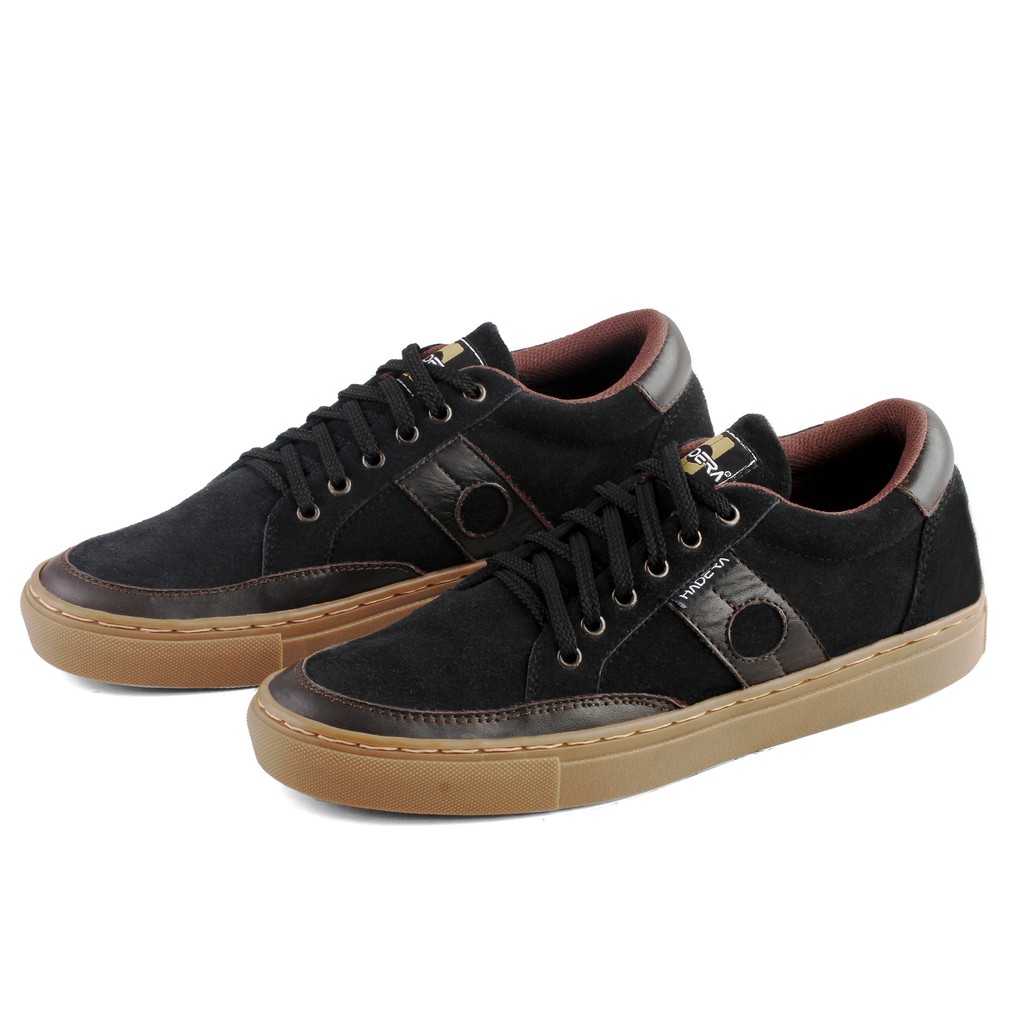 Sepatu Sneakers Pria Kulit Hitam Zeus by Hadera | Sepatu Sneakers Pria Merk Lokal