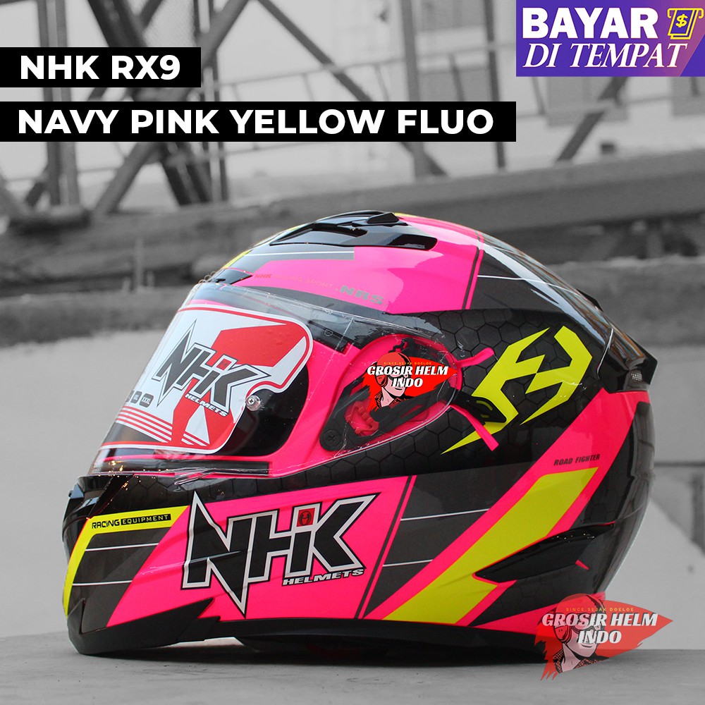 HELM NHK RX9 NAVY PINK ORIGINAL HELM NHK FULLFACE - FREE TAS HELM NHK HELMET - FREE BUBBLE WARP BOS
