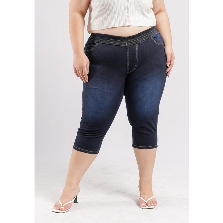 Xtramiles Plus Size Korea 7/8 Calf Length Jeans Jeanette Dark Blue