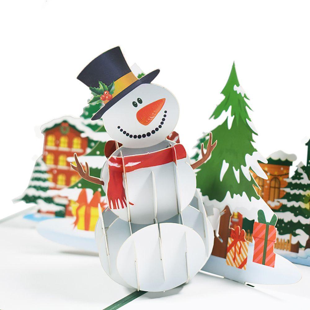 Kartu Ucapan Desain Snowman Reindeer Merry Christmas Dengan Amplop