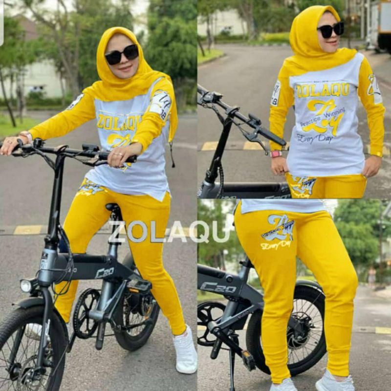 SETELAN BIKE/OUTFIT HARIAN MUSLIMAH/KAOS ATASAN ADEM/BABYTERY/ATASAN BAWAHAN/ZOLAQU