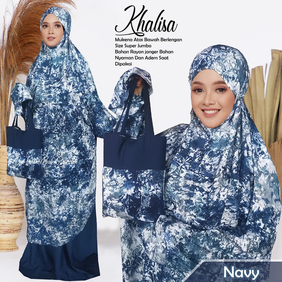 Mukena Bali Tunik berlengan Super jumbo Smoke dan motif