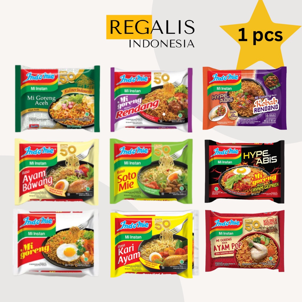 

1 PCS INDOMIE ALL VARIAN (GORENG, SOTO, AB, RENDANG, GEPREK)