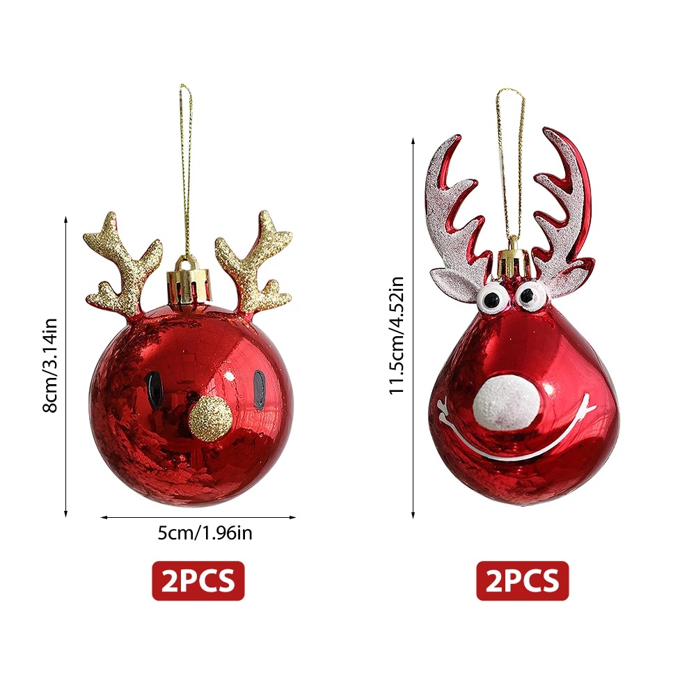 2pcs Ornamen Bola Rusa Gantung Untuk Dekorasi Pohon Natal