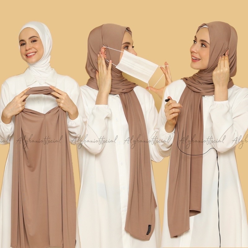 ALGHANI - PASHMINA INSTAN JERSEY NEW NORMAL LUBANG TELINGA