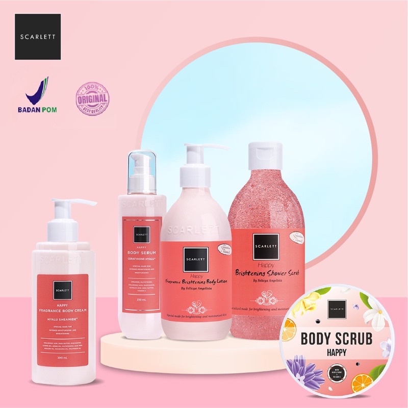 Scarlett Whitening Happy Series | Scarlett Happy Body Lotion - Scarlett Happy Body Cream - Scarlett 