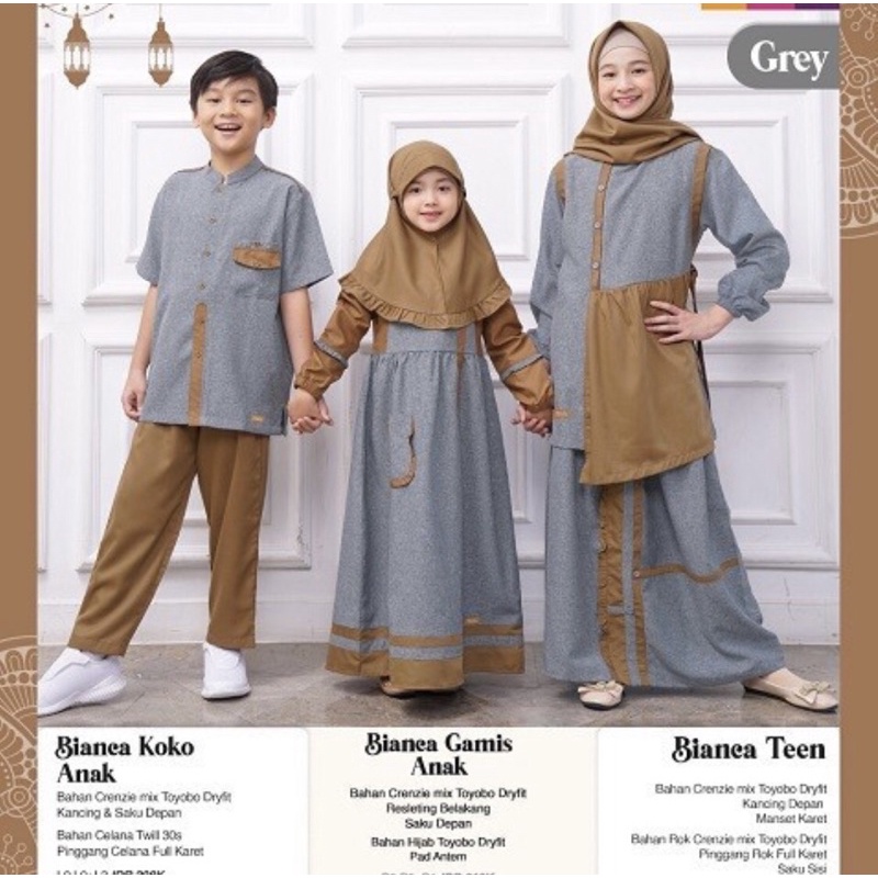 BIANCA GAMIS ANAK GREY/GAMIS ANAK NIBRAS