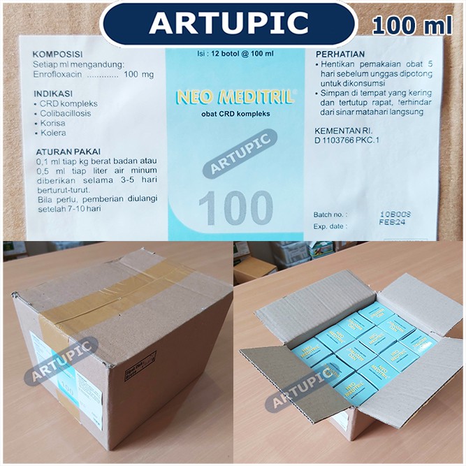 Neo Meditril 100 ml Basmi Bakteri Flu Snot CRD Korisa Ayam Burung Neomeditril Medion Antibiotik Sapi