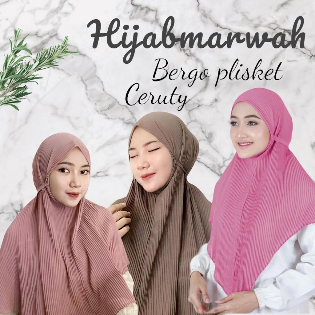 BERGO PLISKET | BERGO MARYAM TALI PLISKET LIDI | BERGO TALI PLISKET LIDI SIZE L / HIJAB INSTAN BERGO