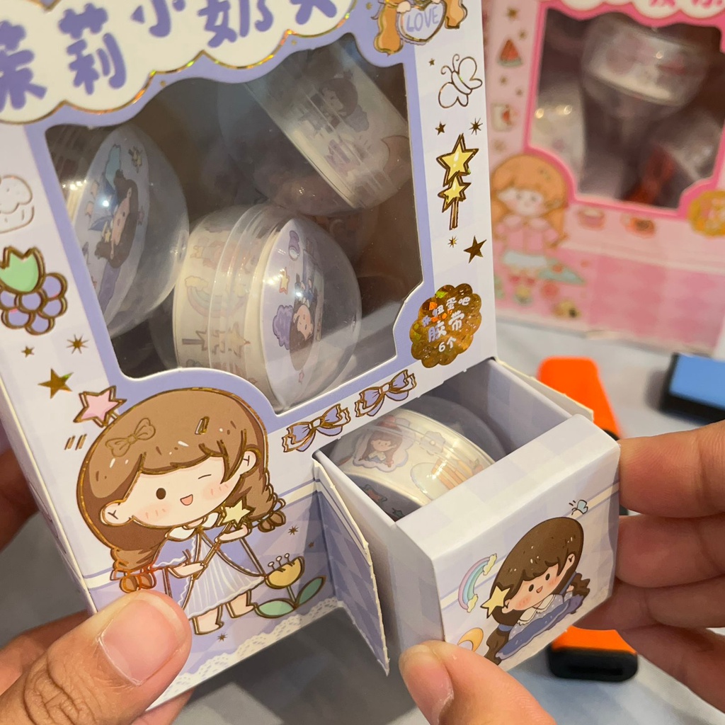 

Paket selotip washitape 6 roll set dispenser gacha SZ-63 - WARNA REQUEST NOTES - washi tape cute girl kado unik bungkus gambar hadiah sovenir alat tulis kerja sekolah kantor lucu estetik aesthethic