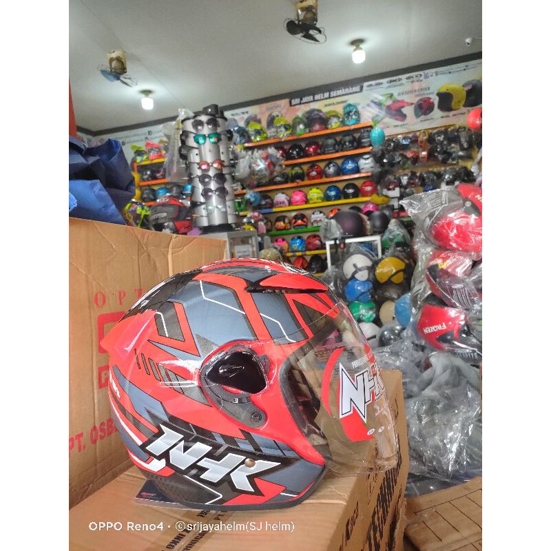 HELM NHK R6 PATROL RED/SILVER/HELM NHK HALFACE ONGKIR 2KG