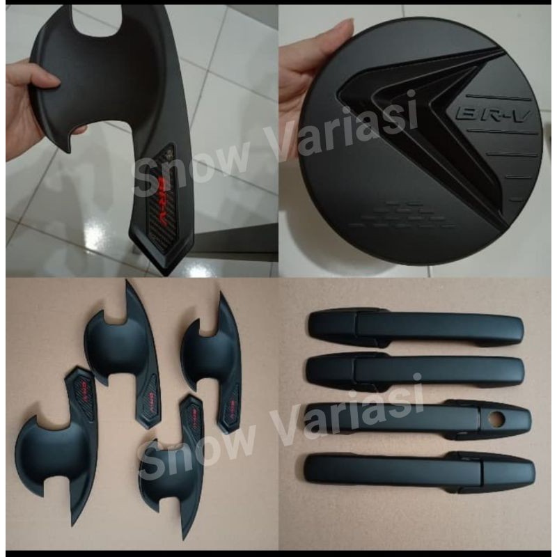 Paket Outer Handle Tank Cover BRV 2016 2021 Hitam Chrome Carbontivo