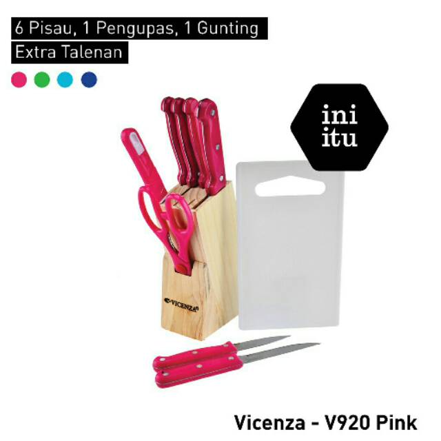 [ Vicenza ] Pisau Set Vicenza V920 - 10 in 1 - Pink, Navy, Baby Blue, Green