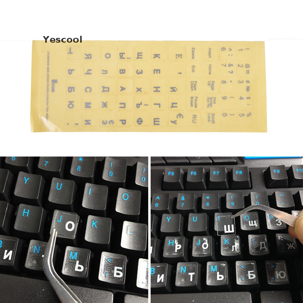 Yes Stiker Huruf Rusia Transparan Untuk Keyboard Laptopnotebookkomputer PC