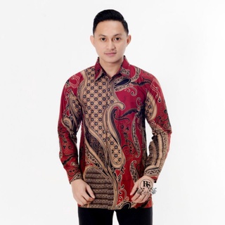 Batik Pria Lengan Panjang Premium BATIK AZMIL HRB026 motif KERATONAN Kode 002 size M L XL XXL