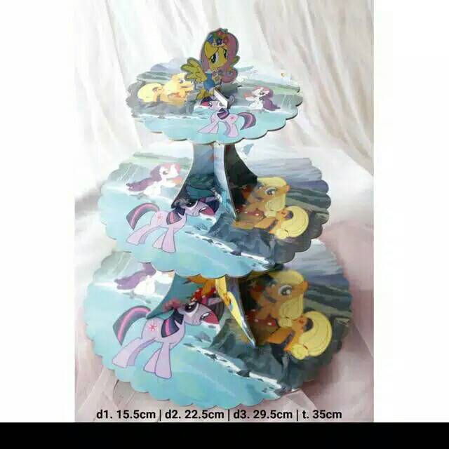 Tempat cup cake cupcake muffin coklat stand 3 tier susun karakter kuda poni little pony