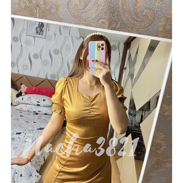 D125 - Korean Vintage Dress Motif Polkadot / Korean Midi dress Import-8