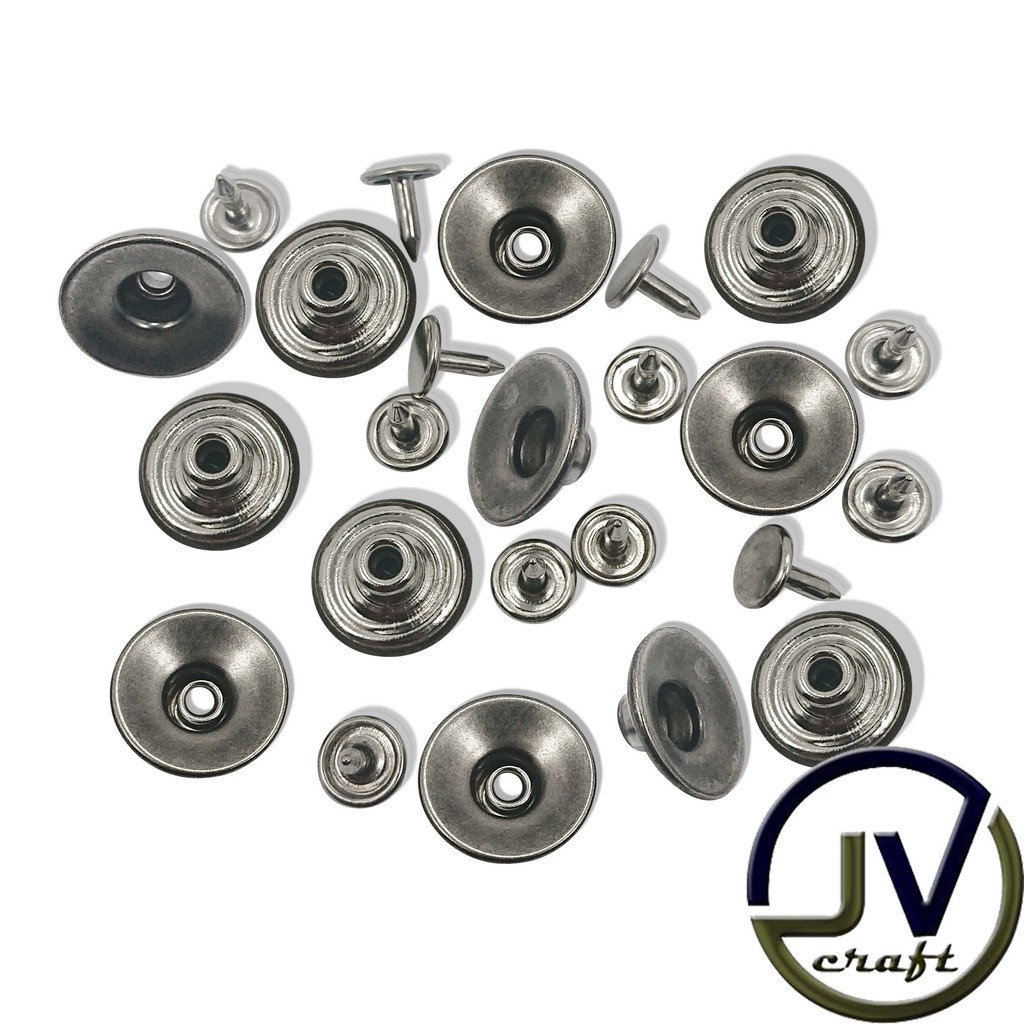 KANCING JEANS PATEN BOLONG CEKUNG 17 MM PER 12 PCS WARNA ANTIK SILVER