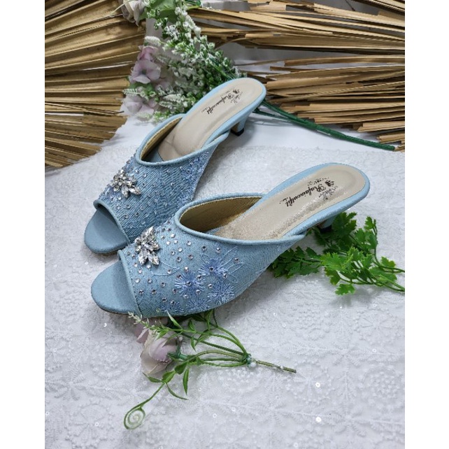 sepatu onabel babyblue tinggi 3cm lancip