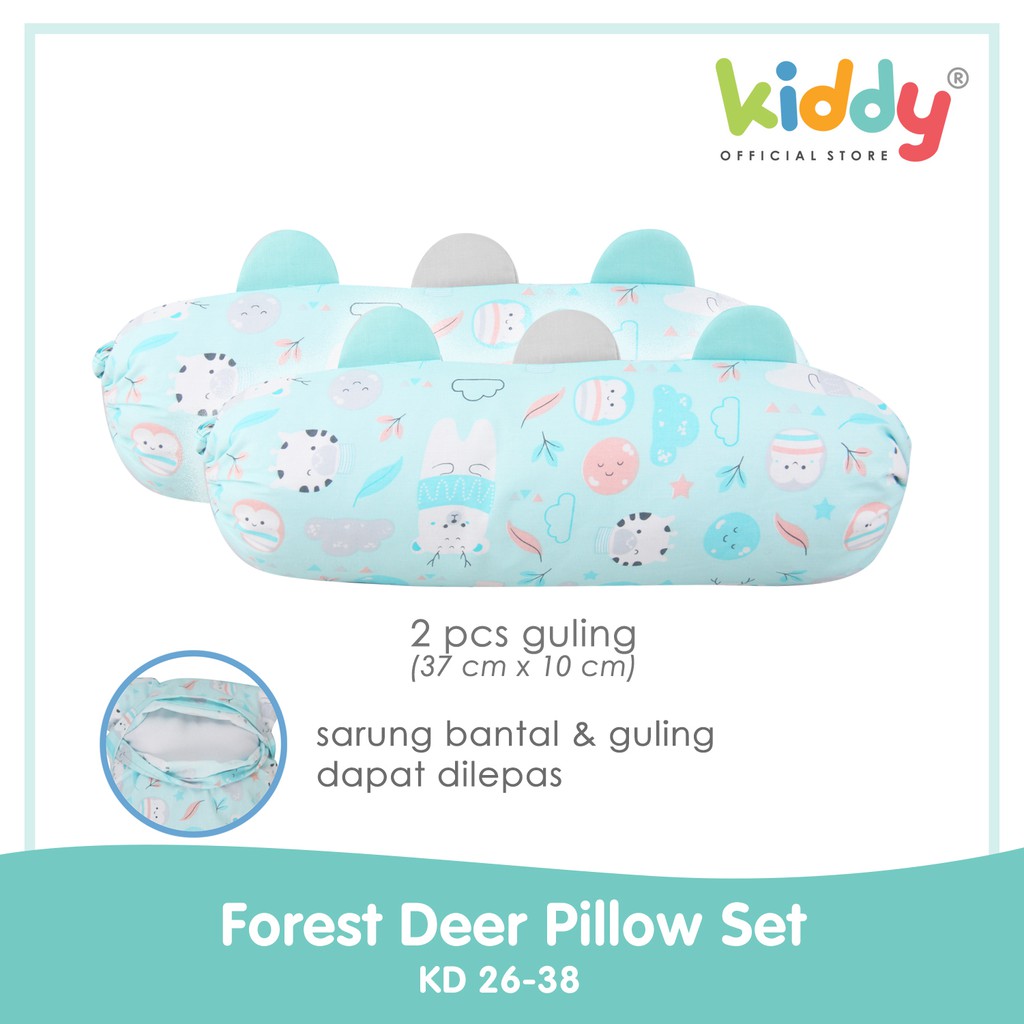 Kiddy Set Bantal Dan Guling Bayi Motif Forest Deer / Baby Pillow Set 26038