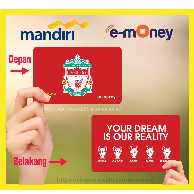 Emoney Football Liverpool 2 Club Bola Etoll EMoney Mandiri BCA Flazz BNI Tapcash BRI Brizz - 2 SISI