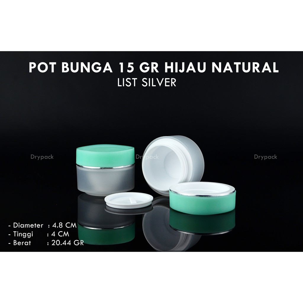 Pot Cream Bunga 15 gr Hijau Natural list Silver