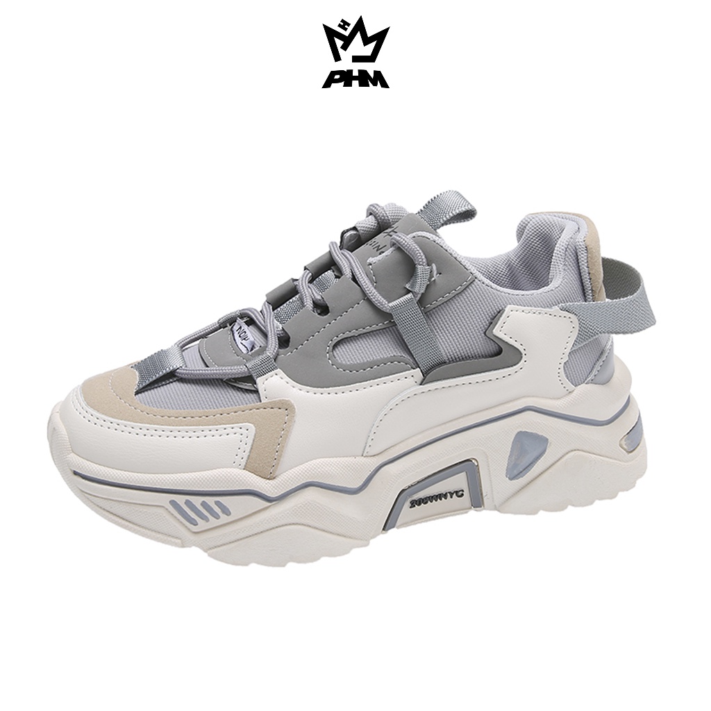 PHM Shoes [COD] PHM Irene Sepatu Sneakers Wanita Fashion Sport Shoes Casual Perempuan Korea-Abu-Abu