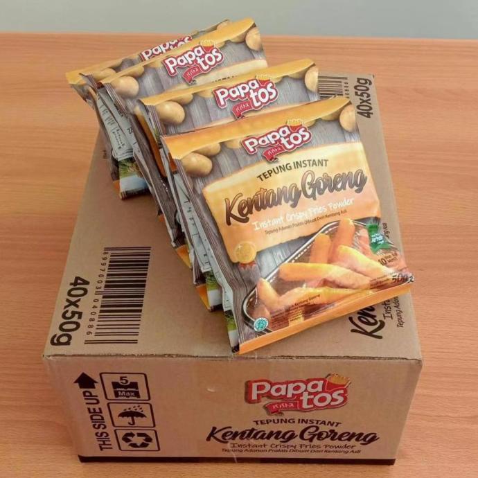 

Papatos Tepung Instant Kentang Goreng 50gr / 1 Karton Isi 40pcs