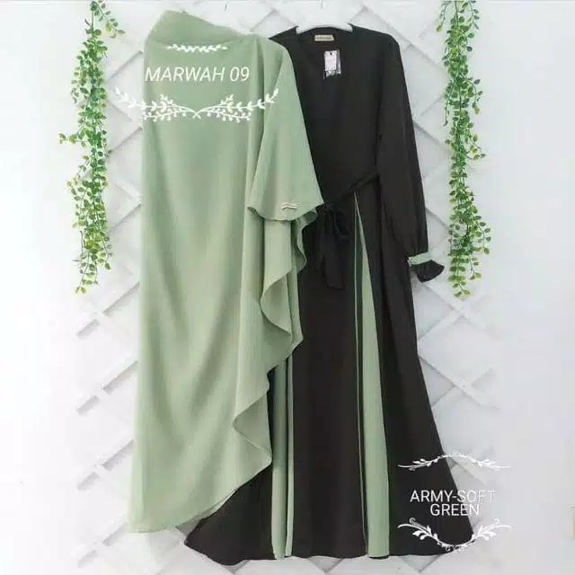 Marwah Syari Gamis Muslim Pengajian Ibu Ibu Resleting Depan Bisa Busui Frendly / Marwah Syari Set Fr