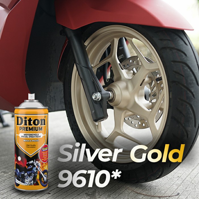 Pilok Pilox Cat Semprot DITON Premium Velg Colours Pilok Pilox Cat Semprot 9610* SILVER GOLD (400cc)