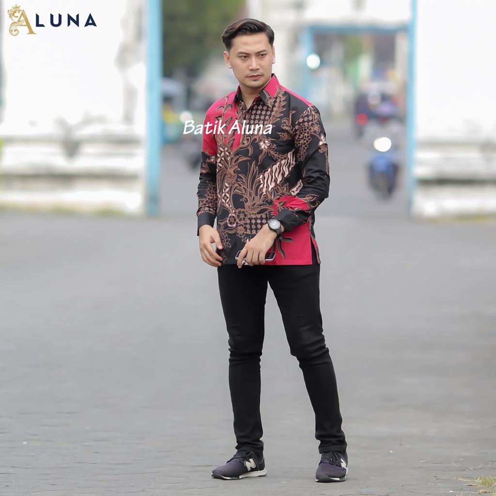 KEMEJA BATIK PRIA LENGAN PANJANG PREMIUM REGULAR MODERN BATIK ALUNA PCW 085