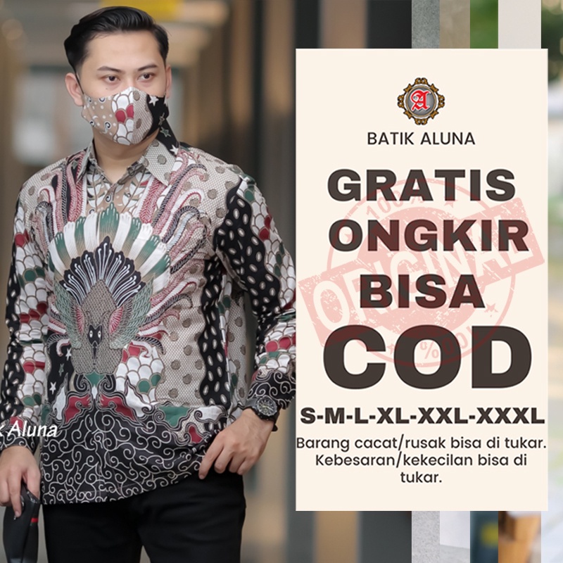 Aluna Batik Peria Panjang Dewasa Ukuran Jumbo Motif Kekinian Lengan Panjang Batik Aluna Premium K005