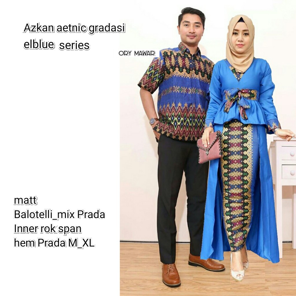 Sarimbit Batik Anggun Couple Askana Azkana Etnic #5 - Warna Merah, Tosca,Maroon,Biru,Kuning - M L XL