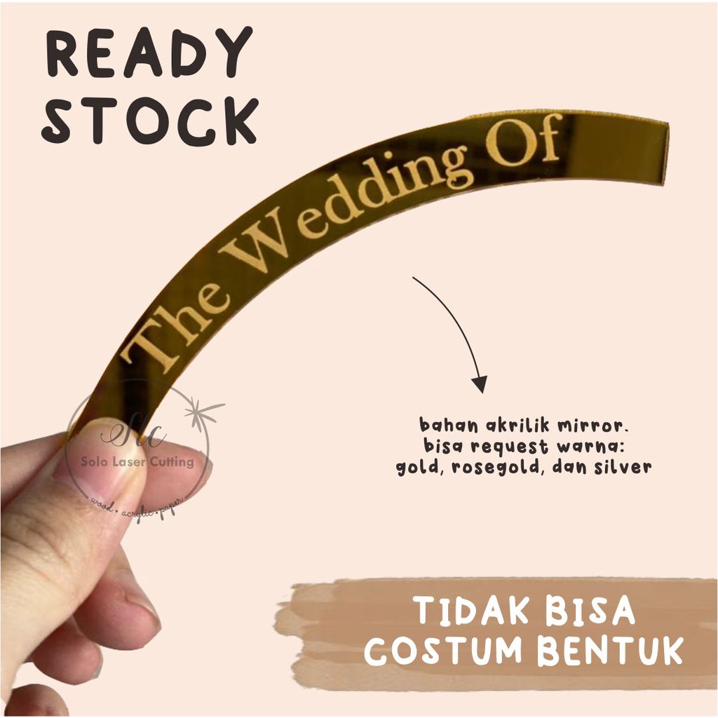 Chipboard kayu the wedding of | hiasan mahar setengah lingkaran | isian mahar /hiasan scrabook the wedding melingkar isi pigura mahar frame seserahan hantaran ukiran kayu tulisan wedding pernikahan anniversary gift box bahan kerajinan tangan craft