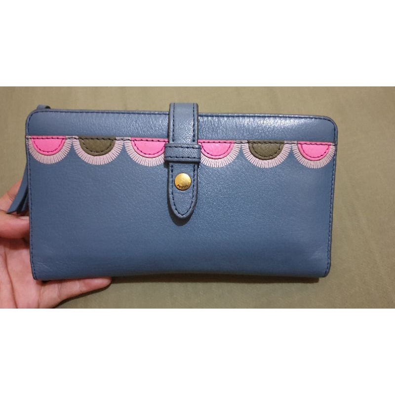 fiona clutch faded indigo fossil wallet preloved