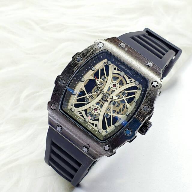 ( COD ) Best Seller Jam Tangan Pria RM Chrono Variasi PW1220 Rubber Free Baterai Cadangan & Box