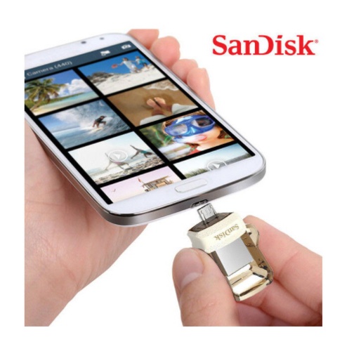 SanDisk Flashdrive Ultra Dual Drive OTG 16GB/32GB/64GB/128GB Transmisi 150M/S M3.0 Flash Drive Storage Eksternal- Gold, Hitam (100% Original)