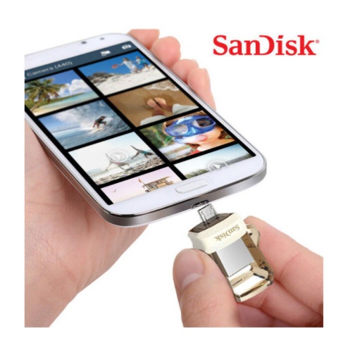 SanDisk Flashdrive  M3.0 Ultra Dual Drive OTG 16GB/32GB/64GB/128GB Transmisi 150M/S Flash Drive Storage Eksternal- Gold(100% Original)