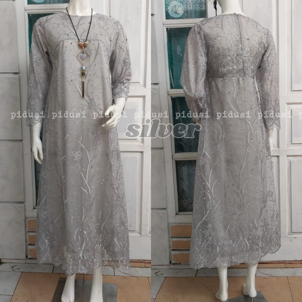 LONG GAMIS TULLE MUTIARA ARIMBI BARU / GAMIS PESTA