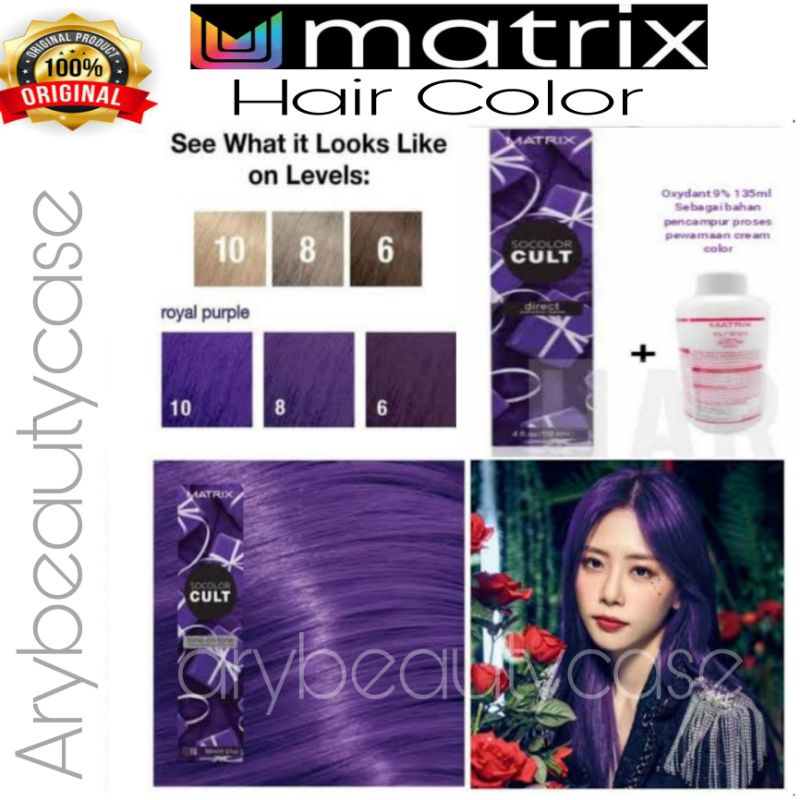 Matrix Socolor cult Royal Purple Cat rambut + oxidant pewarna rambut hair color