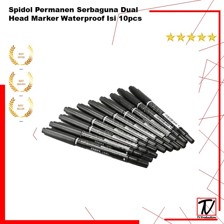 

Spidol Permanen Serbaguna Dual Head Marker Waterproof Isi 10
