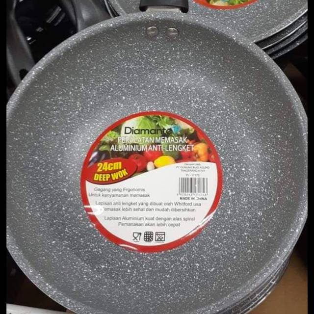 Deep wok Diamante 24cm