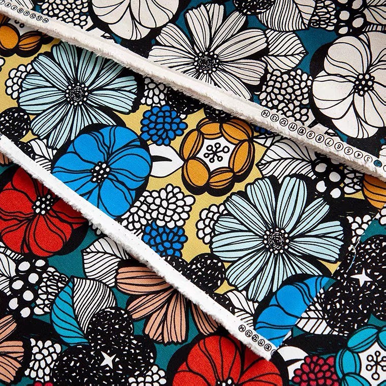 KAIN KATUN LINEN IMPOR MOTIF BIG FLOWER/KAIN IMPOR/CRAFT/KAIN DIY