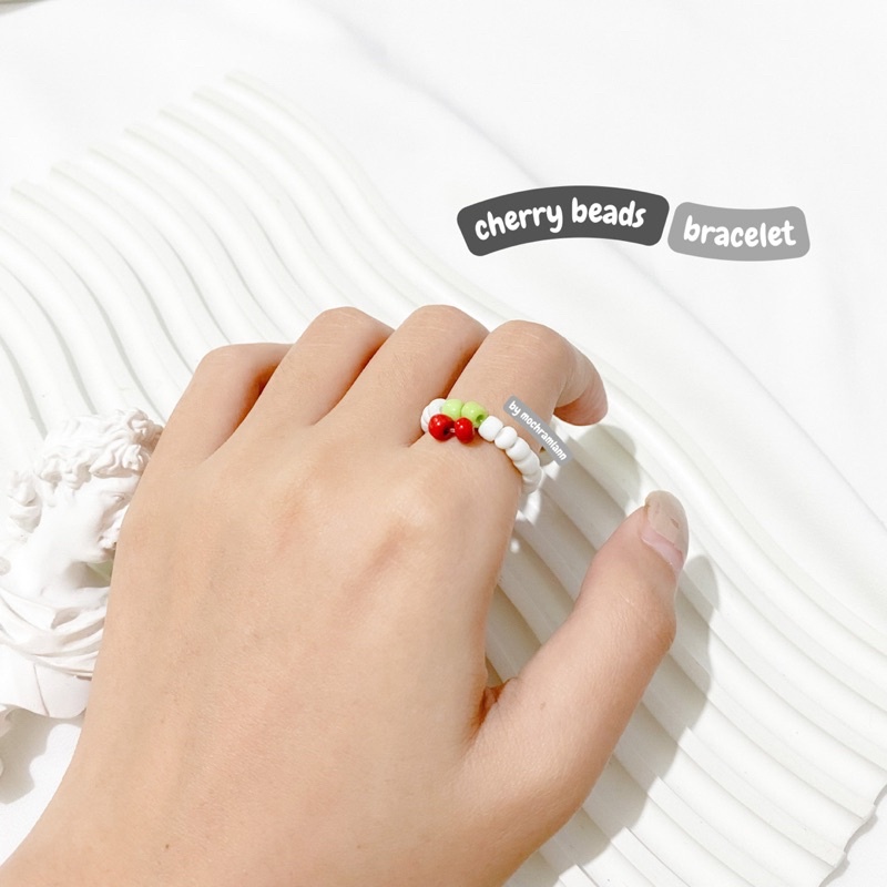 CHERRY BEADS SET RING &amp; BRACELET / GELANG MANIK KOREA MODEL CHERRY / GELANG CHERRY / CINCIN CHERRY