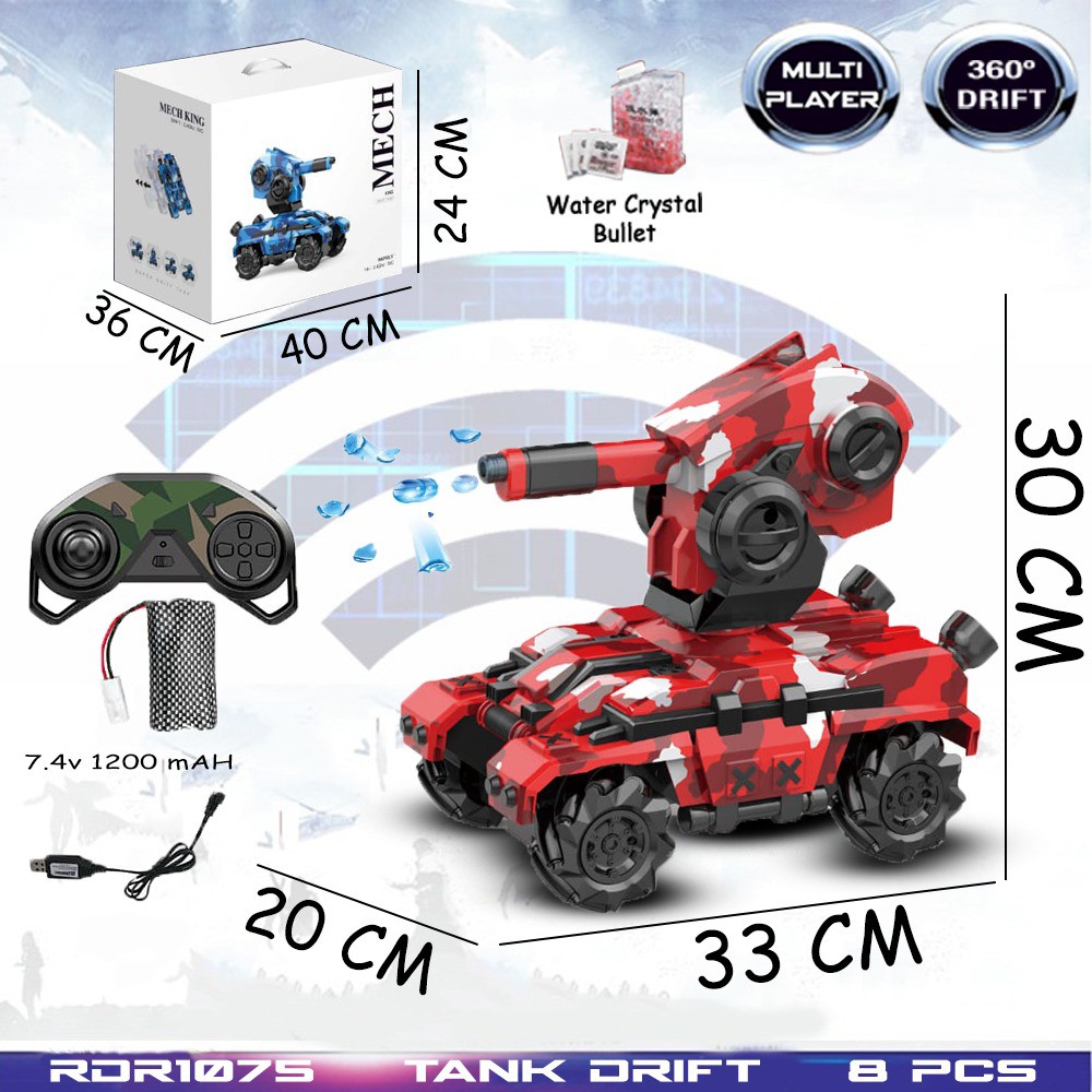Tank Tempur Perang Drift (Merah)  Mainan Anak Mobil Remote Control Radio Control Hobi Koleksi Remot