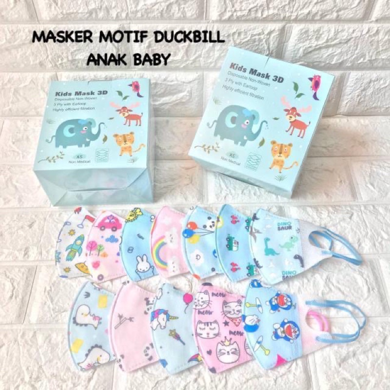 MASKER DUCKBILL ANAK BABY 0-24BULAN MIX MOTIF TERMURAH/ DUCKBILL ANAK UMUR 2TAHUN