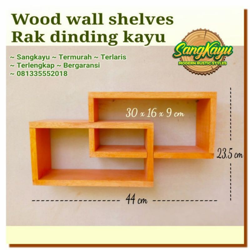 Rak dinding minimalis kayu 44x23,5cm rak kayu serbaguna Wooden shelves